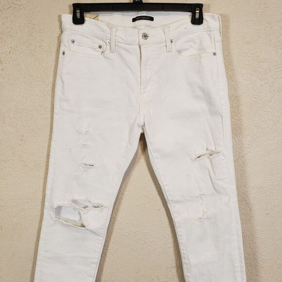 Abercrombie 90s Athletic Skinny Ripped White Jeans Men’s 32x30 Distressed VTGg - Picture 4 of 8